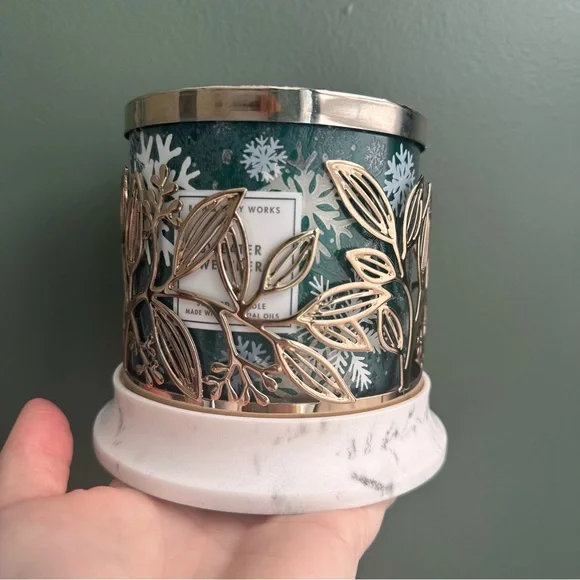 Bath & Body Works 3-wick Candle Holder— Vines w/marble base - Picture 5 of 5